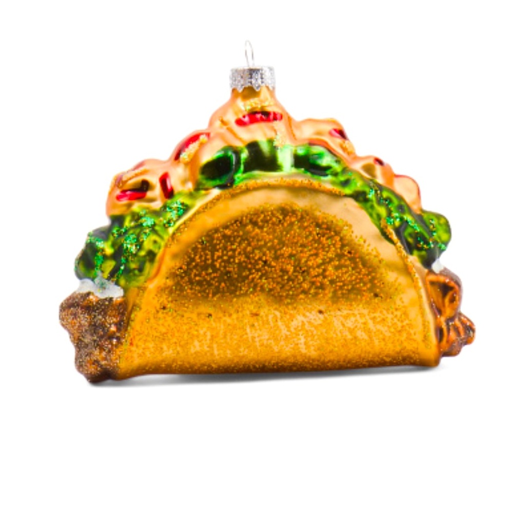Christmas Glass Taco Ornament Mexican Food